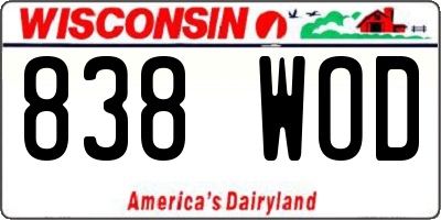 WI license plate 838WOD