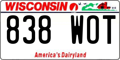 WI license plate 838WOT