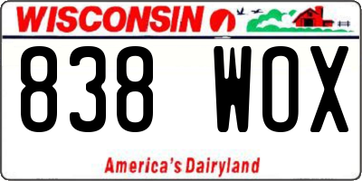 WI license plate 838WOX