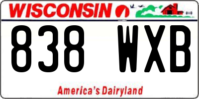 WI license plate 838WXB