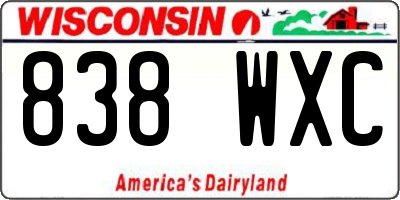 WI license plate 838WXC