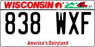 WI license plate 838WXF