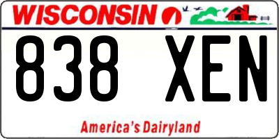WI license plate 838XEN