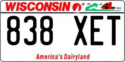 WI license plate 838XET