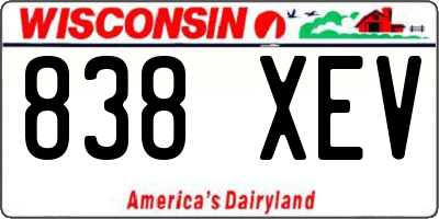 WI license plate 838XEV