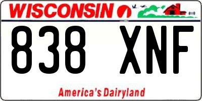 WI license plate 838XNF