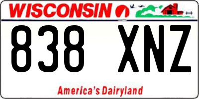 WI license plate 838XNZ