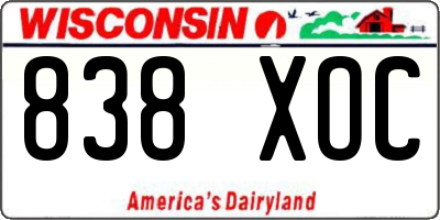 WI license plate 838XOC