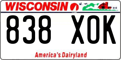WI license plate 838XOK