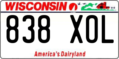 WI license plate 838XOL