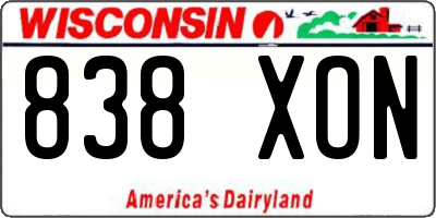WI license plate 838XON