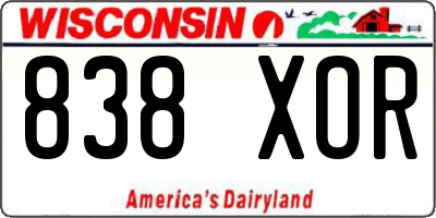 WI license plate 838XOR