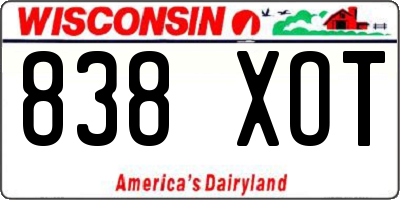 WI license plate 838XOT