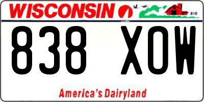 WI license plate 838XOW