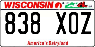 WI license plate 838XOZ