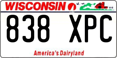 WI license plate 838XPC