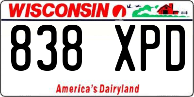WI license plate 838XPD