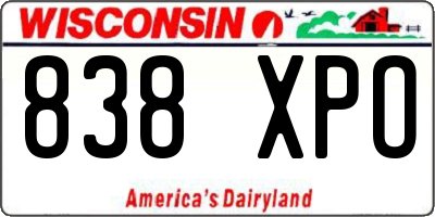WI license plate 838XPO