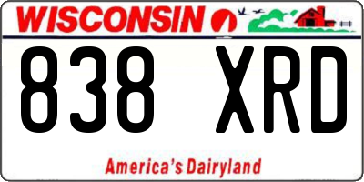 WI license plate 838XRD