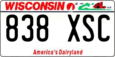 WI license plate 838XSC