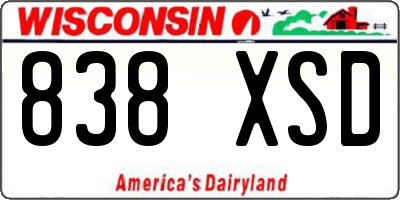 WI license plate 838XSD