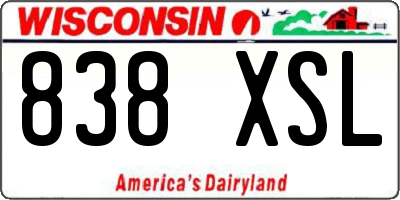 WI license plate 838XSL