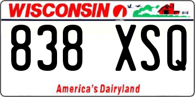 WI license plate 838XSQ