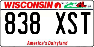 WI license plate 838XST