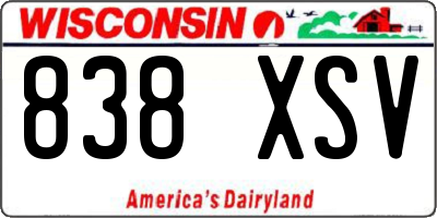 WI license plate 838XSV