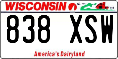 WI license plate 838XSW