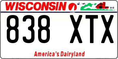 WI license plate 838XTX