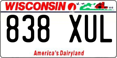 WI license plate 838XUL