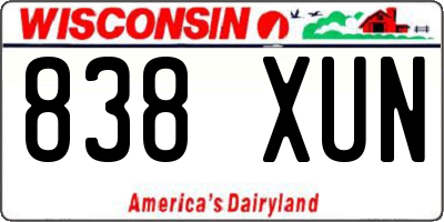 WI license plate 838XUN