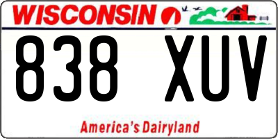 WI license plate 838XUV