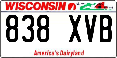 WI license plate 838XVB