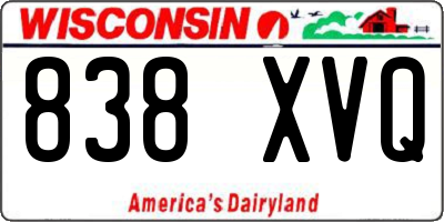 WI license plate 838XVQ
