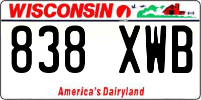 WI license plate 838XWB