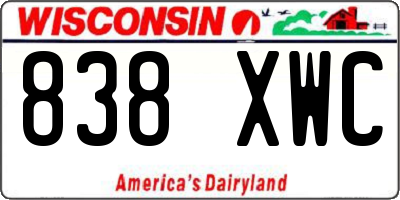 WI license plate 838XWC