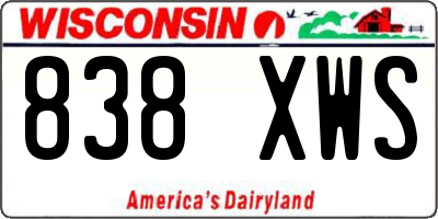 WI license plate 838XWS
