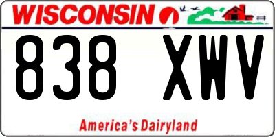 WI license plate 838XWV
