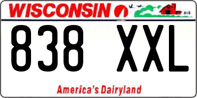 WI license plate 838XXL