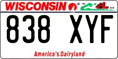 WI license plate 838XYF