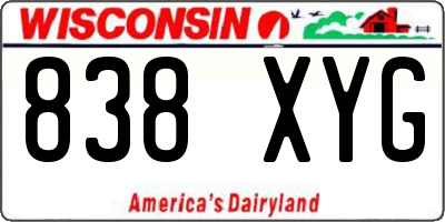 WI license plate 838XYG
