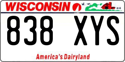 WI license plate 838XYS