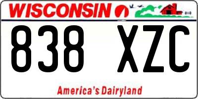 WI license plate 838XZC