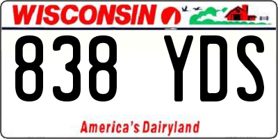 WI license plate 838YDS
