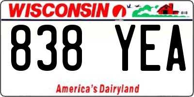 WI license plate 838YEA