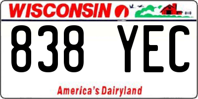 WI license plate 838YEC