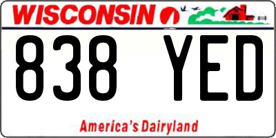 WI license plate 838YED