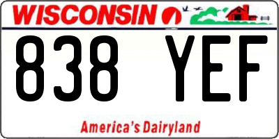 WI license plate 838YEF